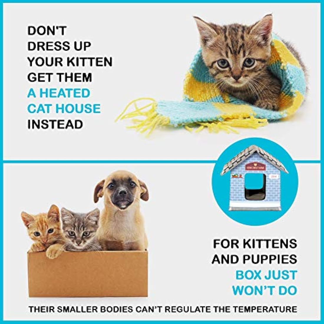 Casas climatizada para gatos al aire libre en invierno