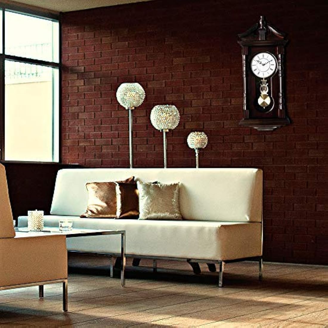 reloj abuelo de madera con melodía con péndulo de madera