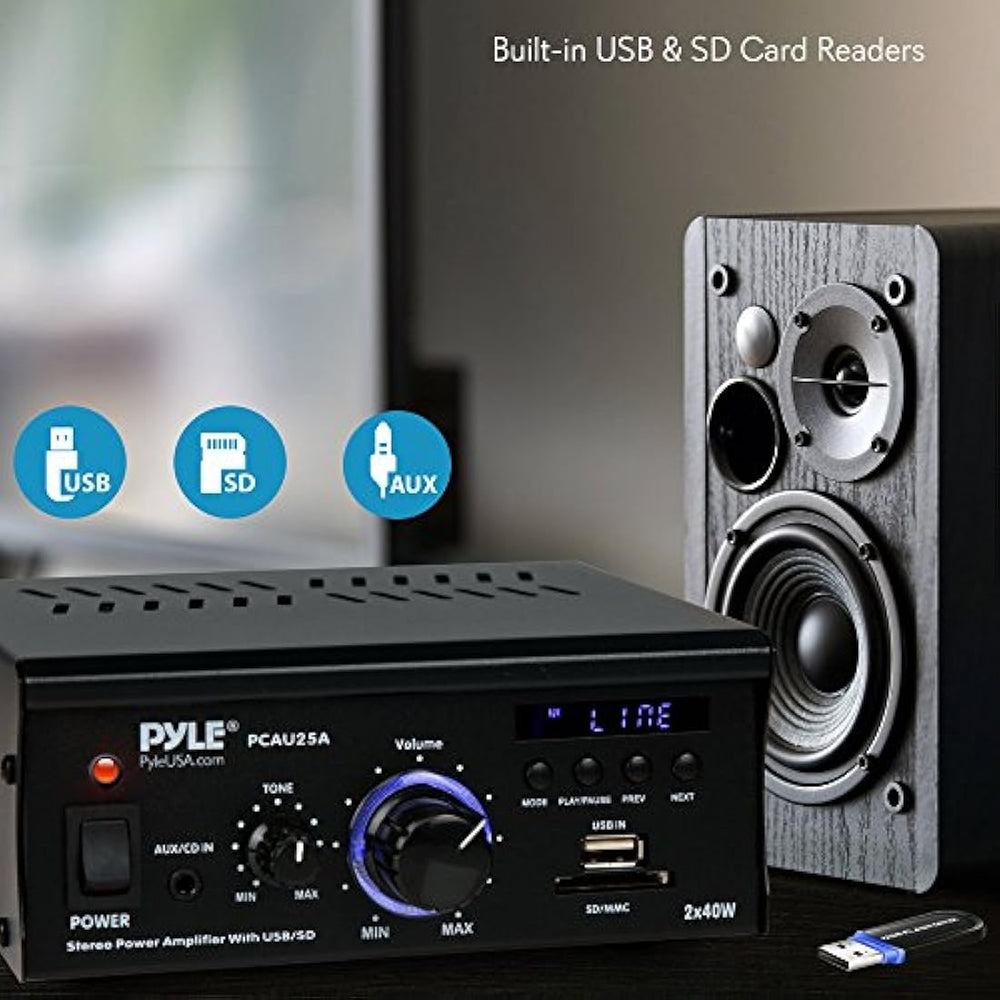 Amplificador de potencia visualización LED PYLE-HOME PCAU25A