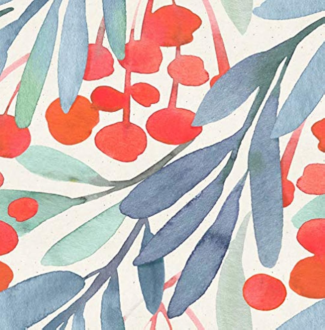 Papel pintado para pared, hojas color verde/azul (14.5pies²)