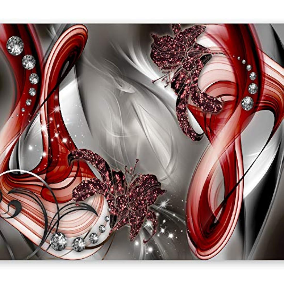 Mural de pared tela no tejida rojo ( 300x210cm/118x83)