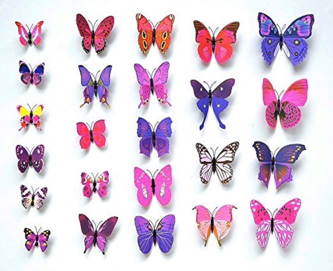 Amaonm - 60 pzas hermosas calcomanías de pared de mariposa