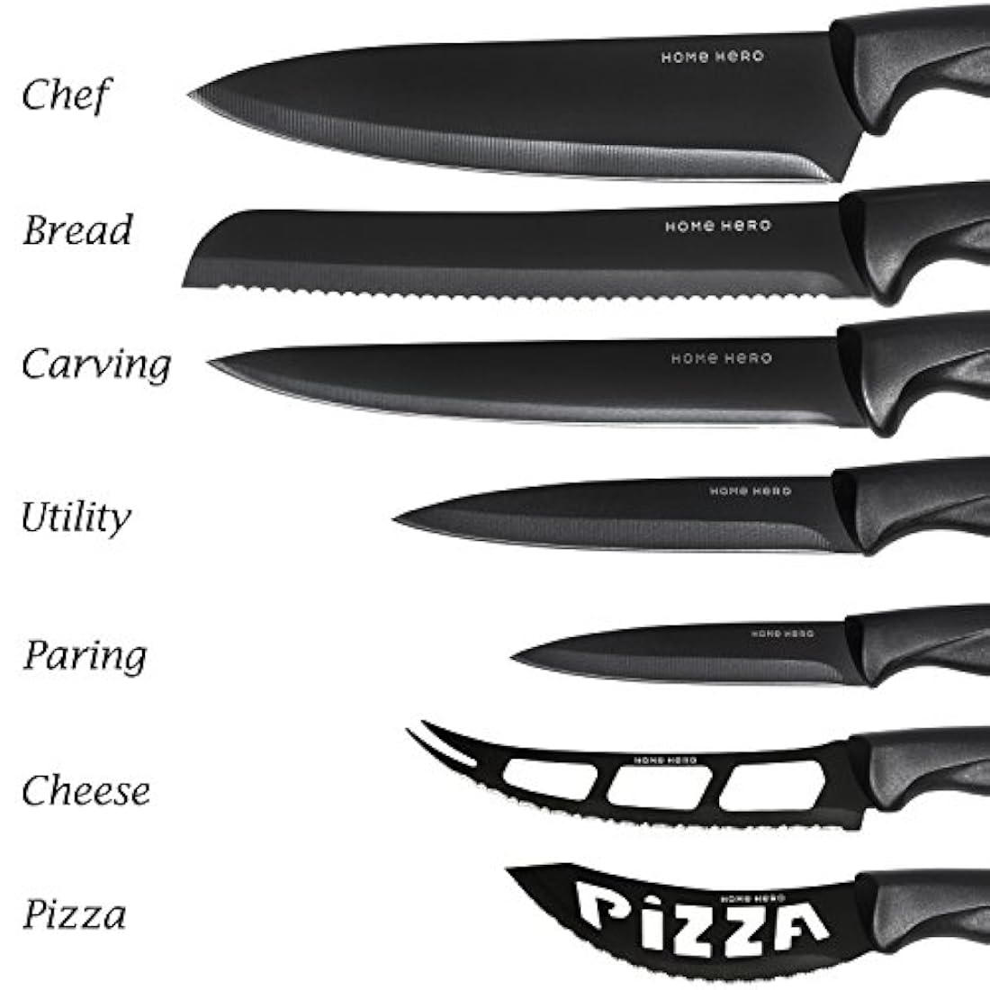 Juego de cuchillos de acero inoxidable con soporte,