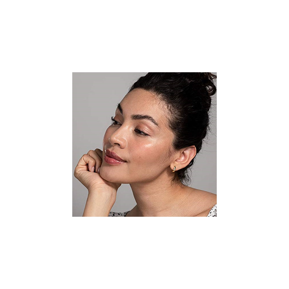 Aretes de plata tipo argolla chapados en oro para mujer