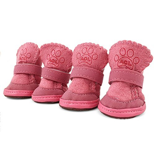 URBEST Dog Shoes with Hook Loop Closure Booties Pet Dog Chihuahua Shoes Boots, 4Pcs