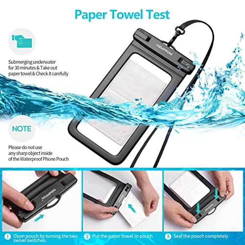 FUNDA impermeable para teléfono celular: paquete de 3 fundas universales a prueba de agua con cordón para el cuello, soporte transparente subacuático para teléfono celular, protector grande para iPhone Samsung Galaxy para playa, piscina, natación