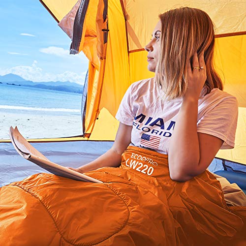 ECOOPRO Saco de dormir para clima cálido, portátil, impermeable, compacto, ligero, cómodo con saco de compresión, ideal para acampar al aire libre, mochileros y senderismo-83 pulgadas de largo x 30 pulgadas de ancho, para adultos