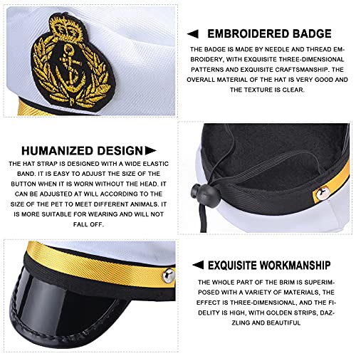 Yewong Conjunto de disfraz de capitán de marineros para perro, gato, capitán de mar, sombrero con ancla de mascota, baberos triangulares, bufanda para gato, cachorro, azul marino, Halloween, accesorios de disfraces, accesorios para fotos (blanco-B)