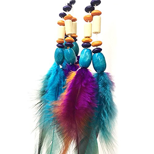 Adorno colgante de plumas con 5 anillos