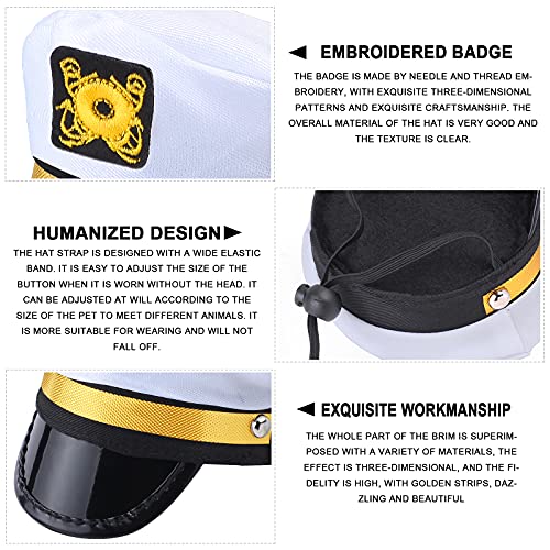 Yewong Conjunto de disfraz de capitán de marineros para perro, gato, capitán de mar, sombrero con ancla de mascota, baberos triangulares, bufanda para gato, cachorro, azul marino, Halloween, accesorios de disfraces, accesorios para fotos (blanco-A)