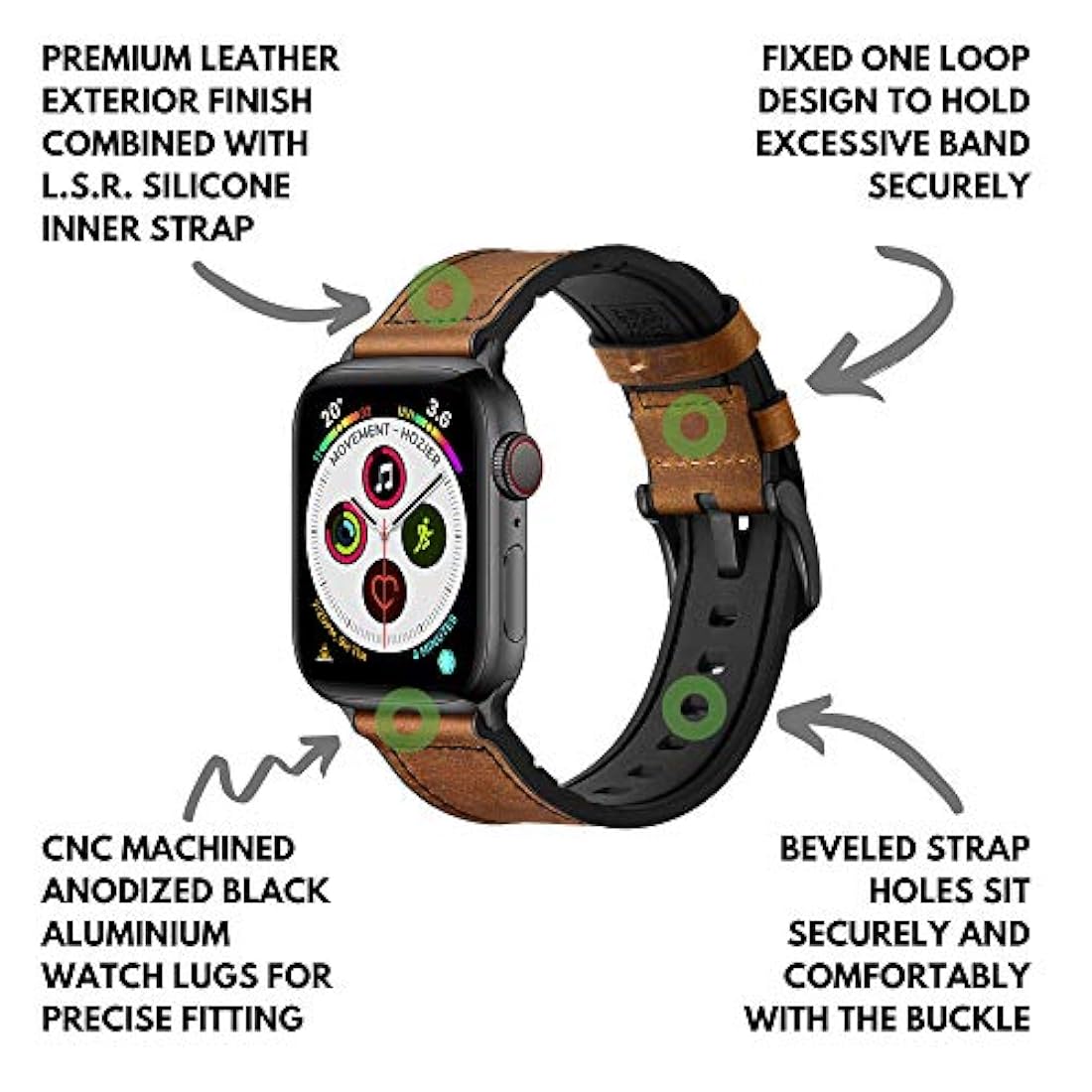 Bandas de repuesto marrón oscuro a prueba de sudor