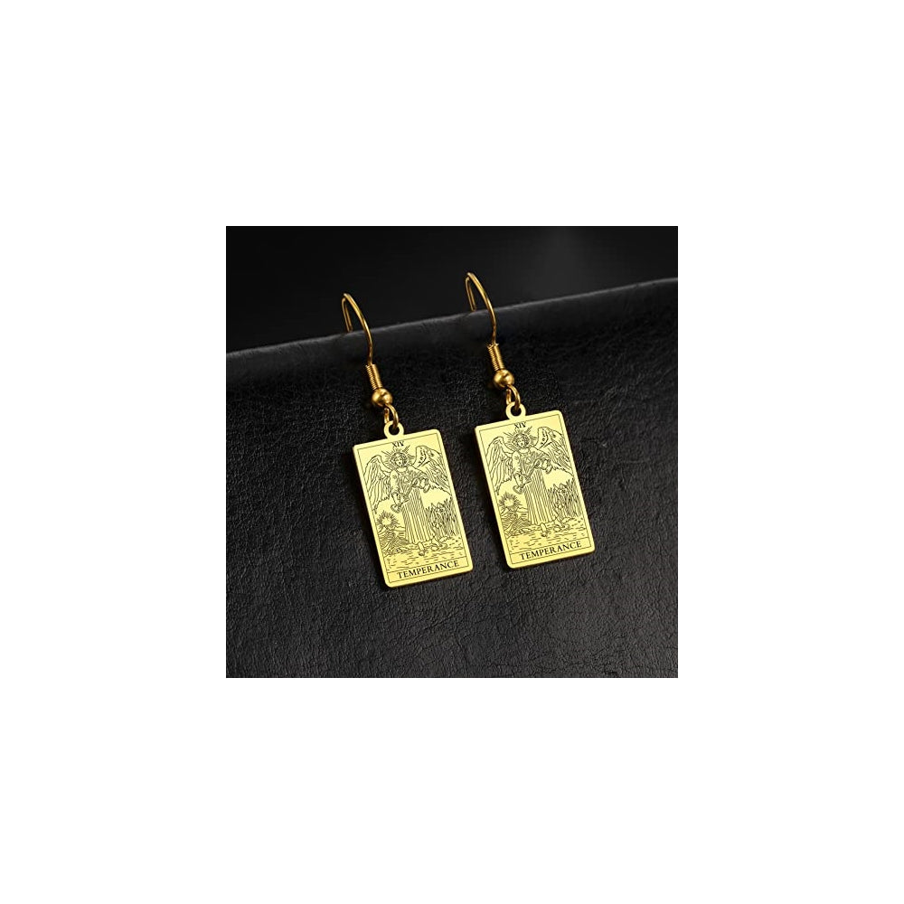 Aretes colgantes de cartas de tarot de acero inoxidable