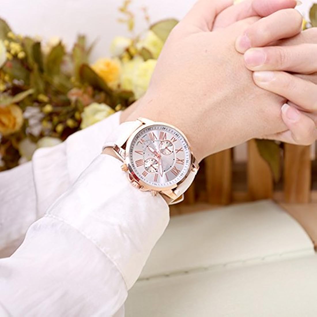 Top Plaza Fashion-Reloj analógico para mujer,correa de piel