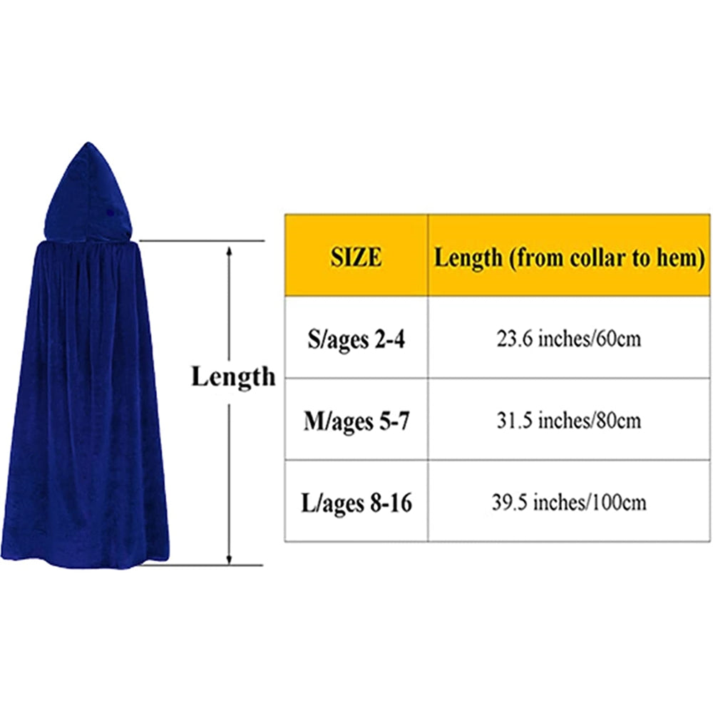 Disfraces de Capa de terciopelo con capucha azul talla S