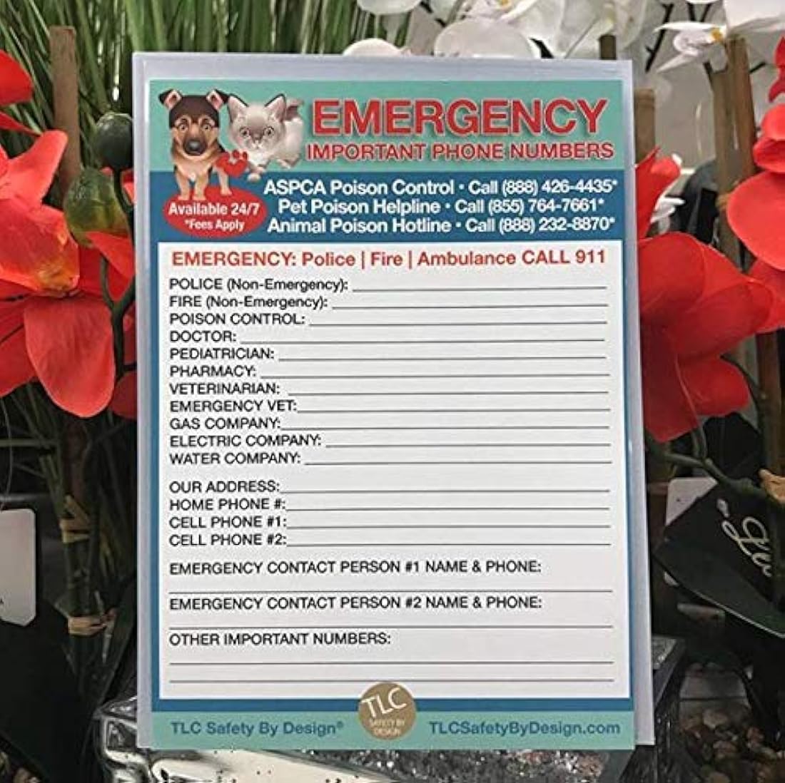 Imán tipo tarjeta de contacto de emergencia