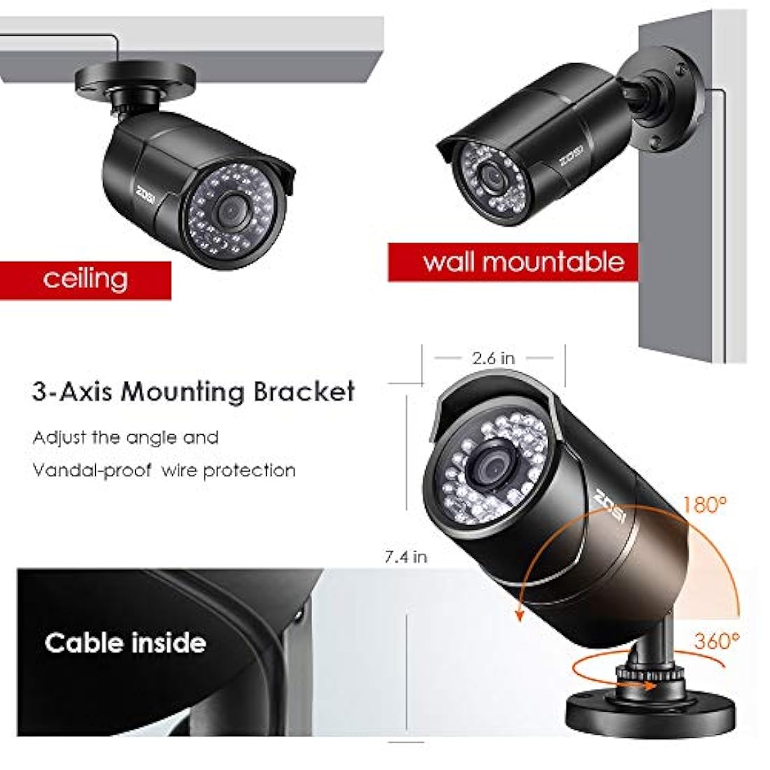 DC Power Y Cable adaptador divisor ZOSI