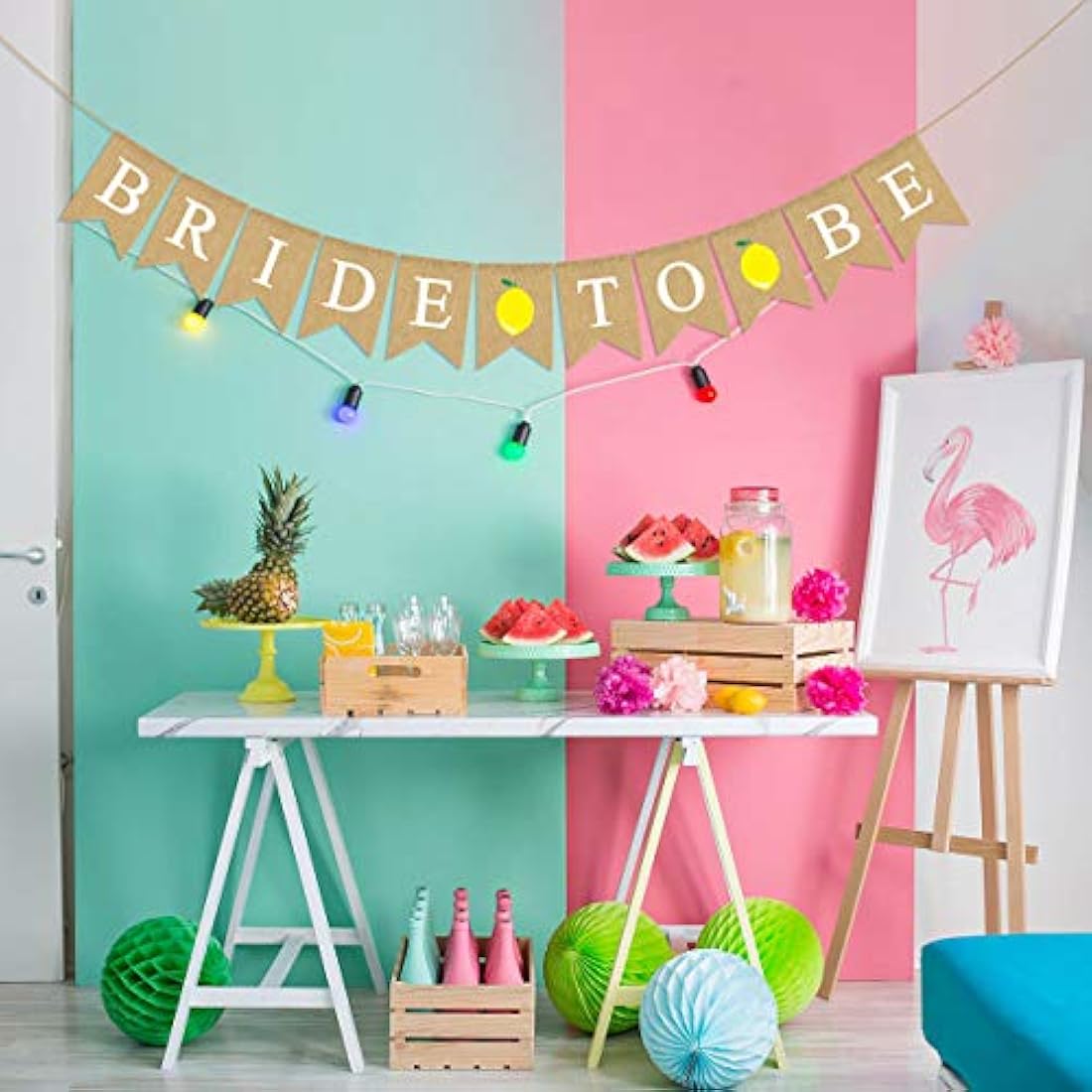 Banner de yute para novia o limón para fiesta