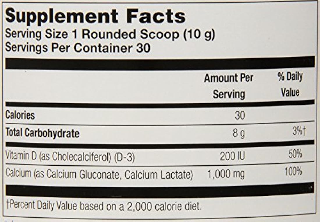kal sin sabor de calcio de vidrio en polvo 1000 mg 10.6 onza