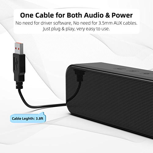LIELONGREN Altavoz USB para computadora de escritorio, altavoz portátil, altavoz de PC, barra de sonido pequeña con sonido de alta calidad, volumen fuerte, graves ricos, control de volumen