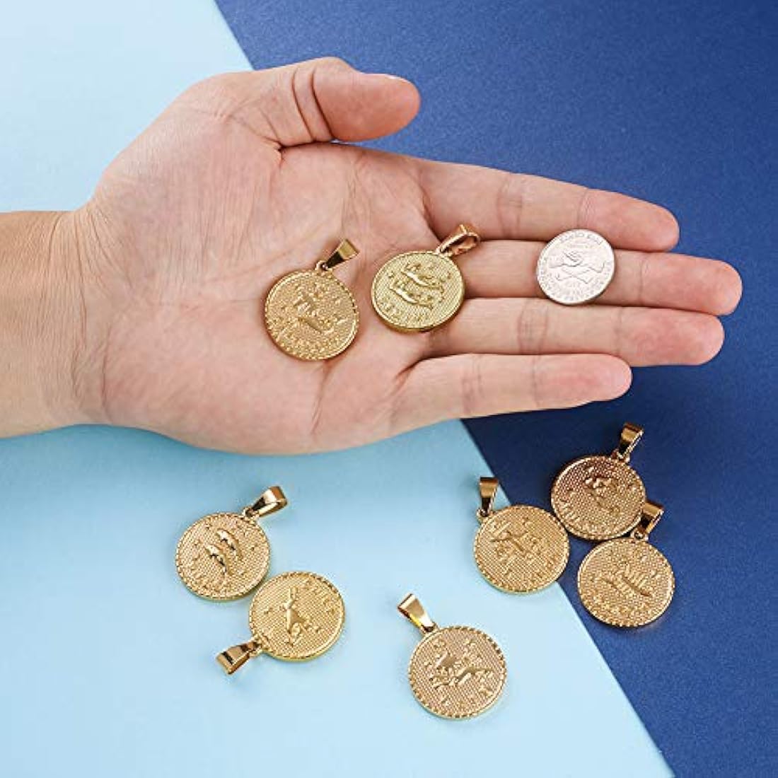 Dijes y Medallas 12 unids / set de acero inoxidable