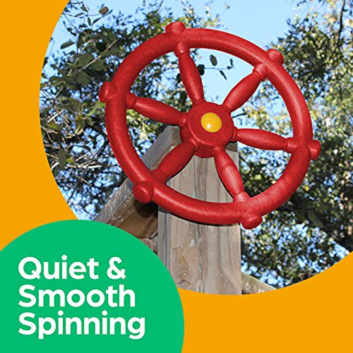 Jungle Gym Kingdom Accesorios para columpios – Volante de barco pirata para niños al aire libre, casa de juegos en el árbol y patio trasero, equipo de juegos (rojo)