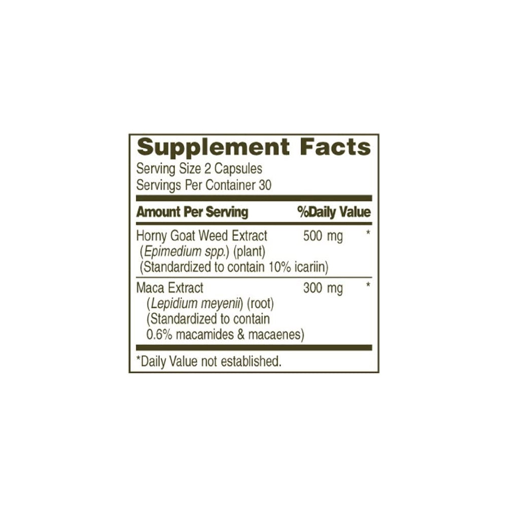 Suplemento Horny Goat Weed con Maca 60 cápsulas