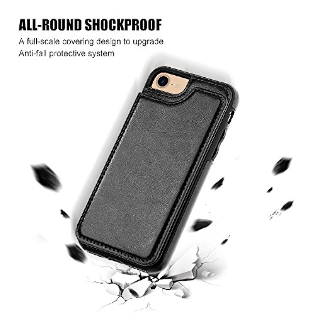 Funda tipo cartera para iPhone 8, resistente a golpes.