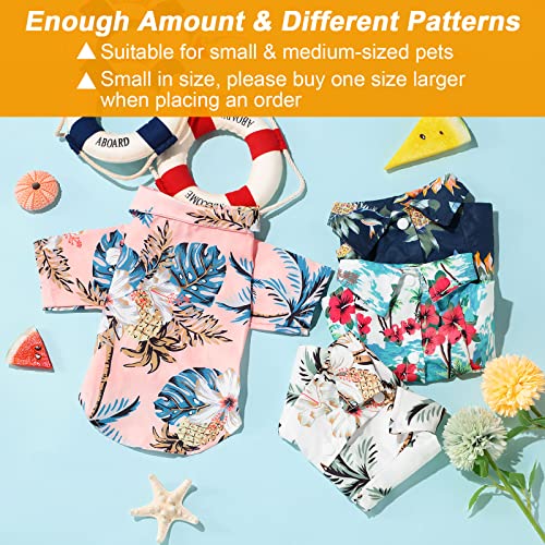 4 camisetas de verano para mascotas, estilo hawaiano, camisa floral para perro, camisetas con estampado hawaiano, camisetas transpirables para mascotas, ropa fresca para playa, playa, cachorros, sudadera para cachorros pequeños
