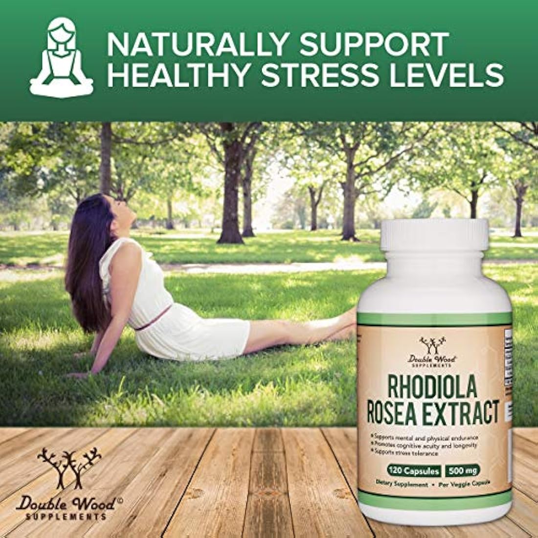 Suplemento Rhodiola Rosea 500mg, 120 cápsulas veganas