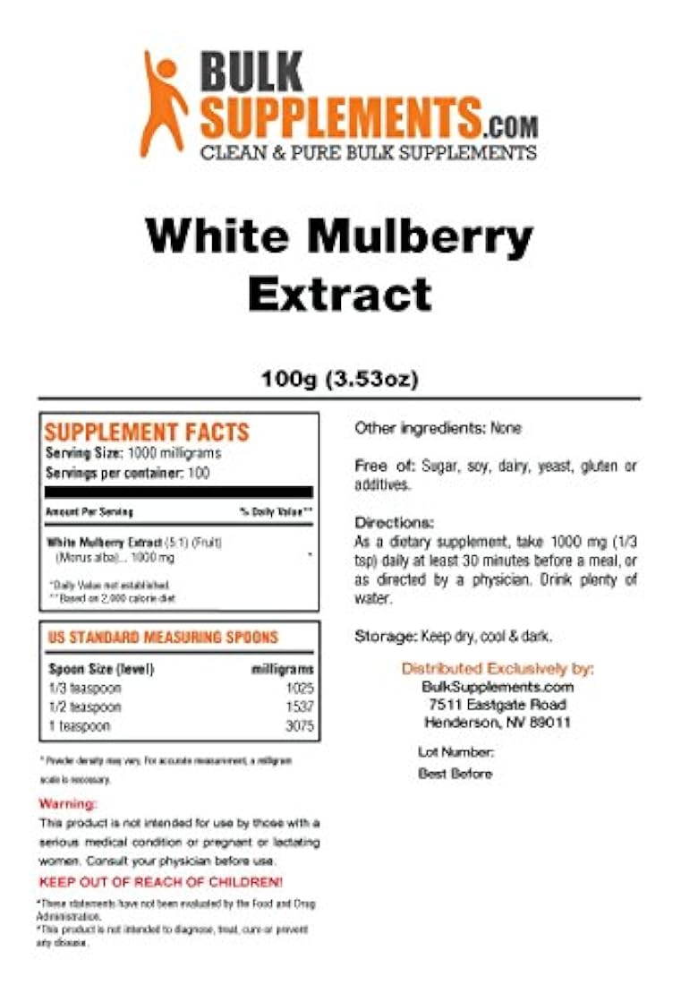 bulksupplements Pure White Mulberry Extracto Polvo, 1