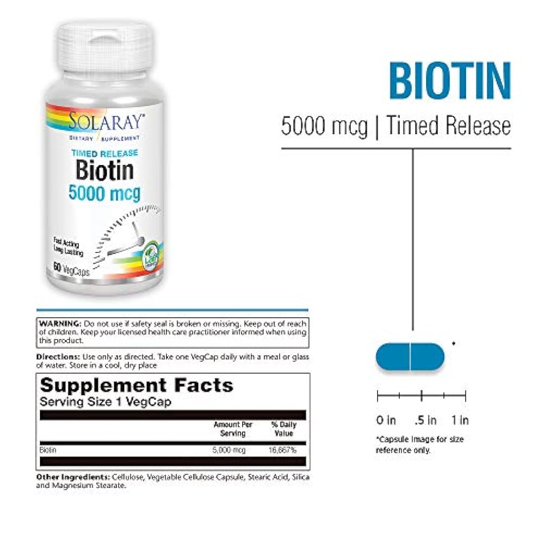 Suplemento de biotina Solaray liberado de dos etapas