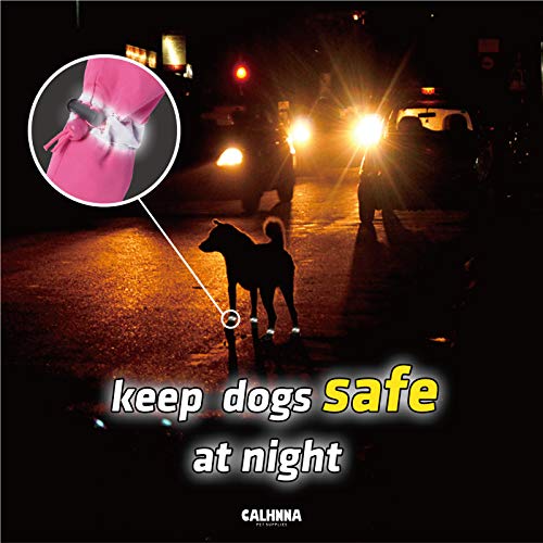 CALHNNA Zapatos para perros con pavimento caliente para cachorros, protectores de patas con suela antideslizante y correa reflectante, 4 unidades