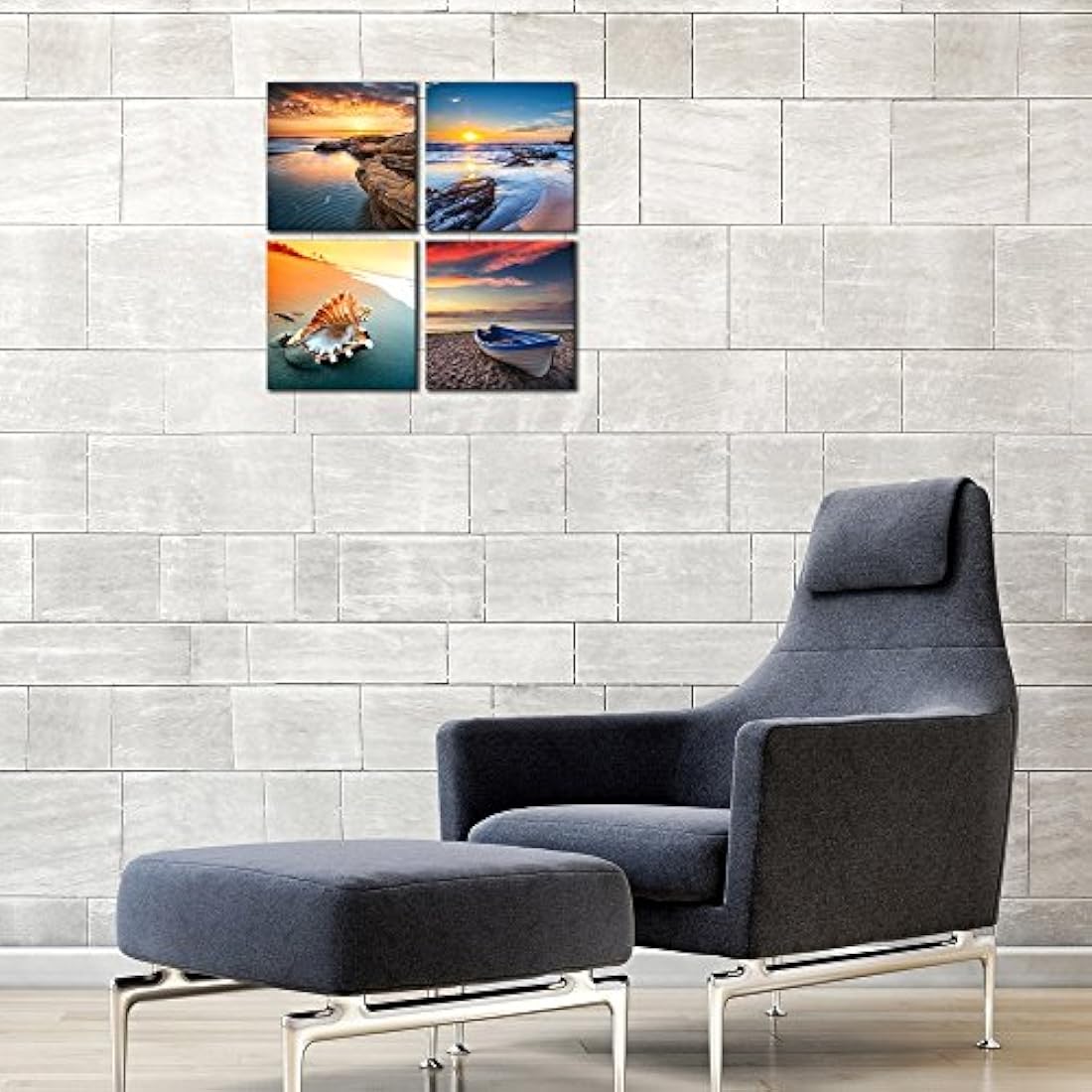 Cuadro sobre lienzo 4 paneles estirados y enmarcados