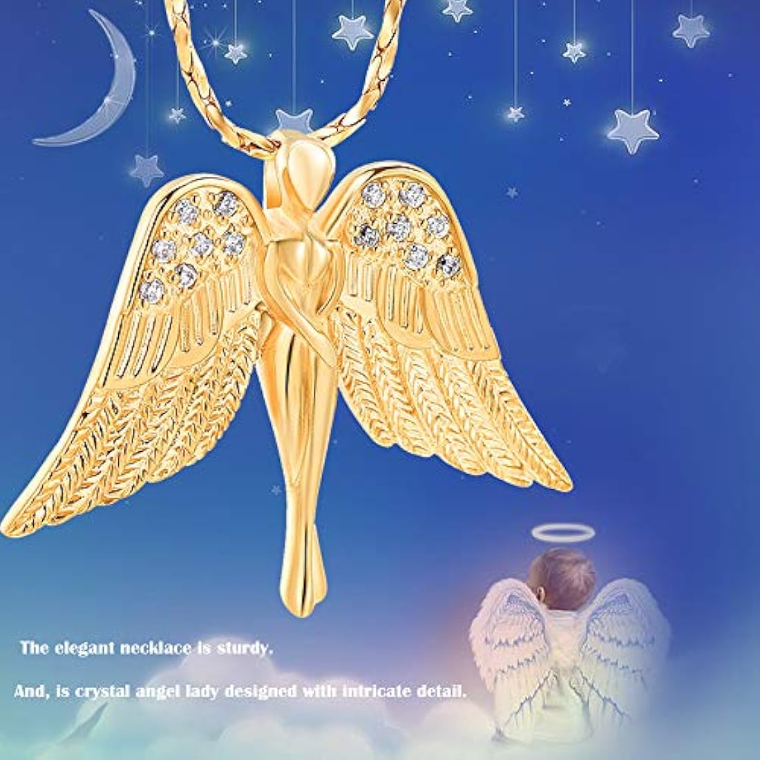 Colgante de cenizas con colgante de ángel para mujer