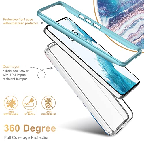 ESDOT Funda para Samsung Galaxy S22, grado militar, prueba de caídas de 21 pies, resistente con diseños de moda para mujeres y niñas, funda protectora para Galaxy S22 de 6.1 pulgadas, mármol ópalo azul