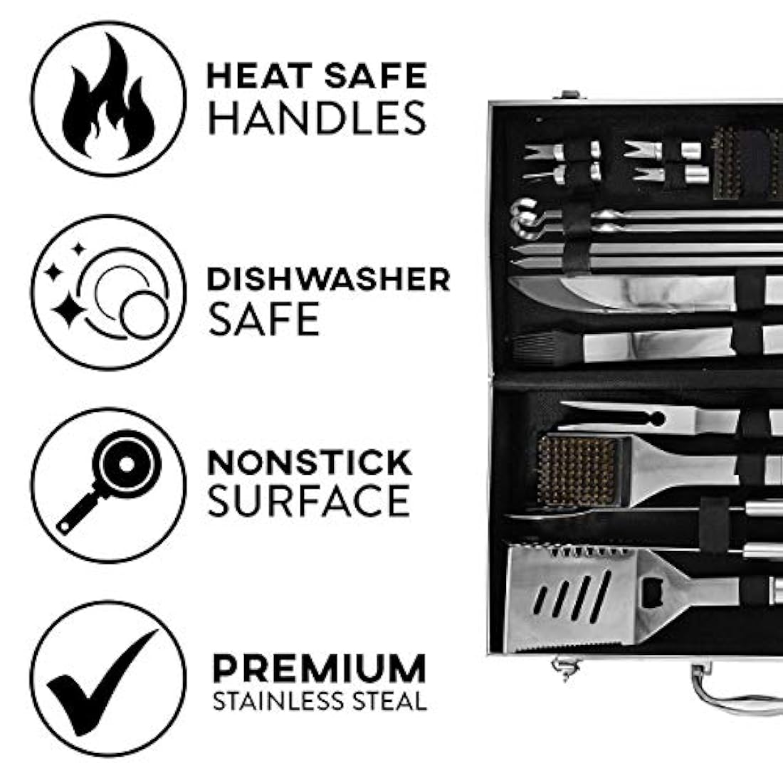 Juego de 21 piezas para parrilla acero inoxidable resistente