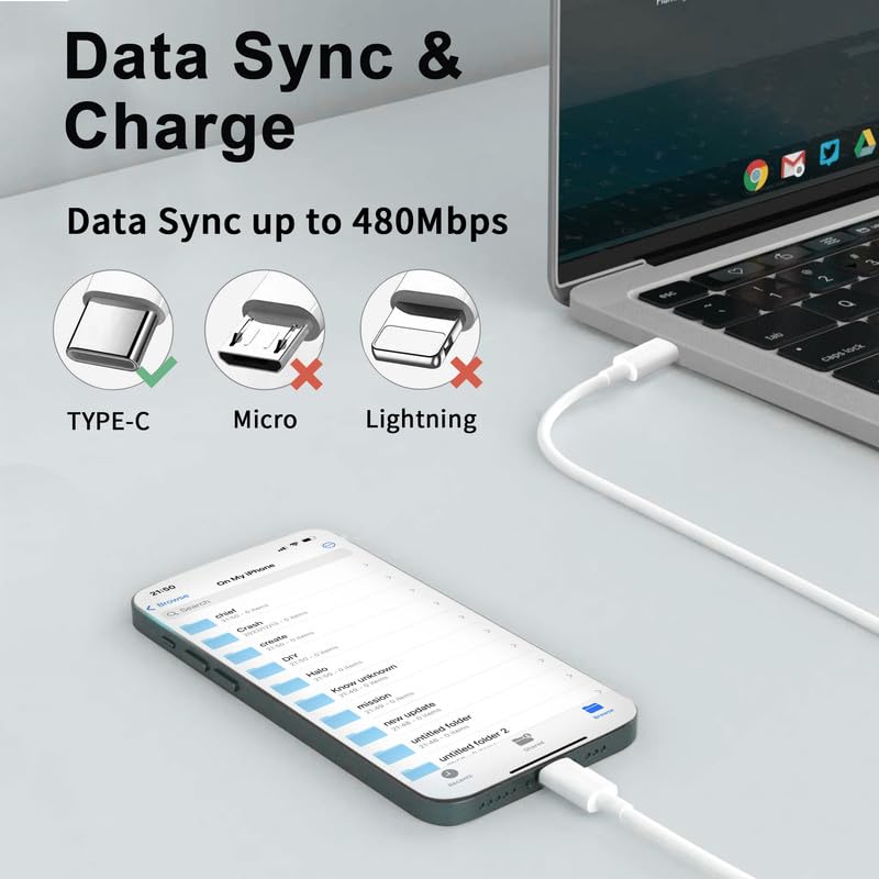 Pack de 2 cables de carga rápida tipo C de 6 pies