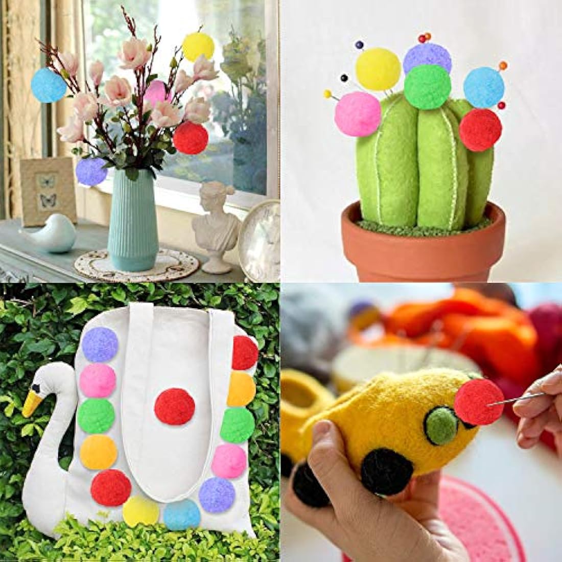 Pompones surtidos muy grandes para manualidades, decoración
