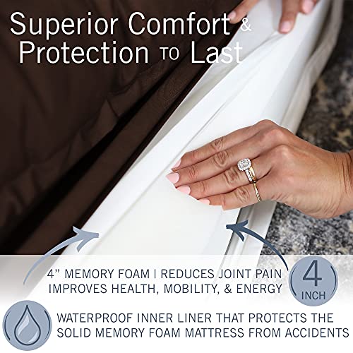 PetFusion Ultimate - Cama ortopédica para perro | Espuma viscoelástica CertiPUR-US sólida | Múltiples tamaños/colores, refuerzo de firmeza media, forro impermeable, funda transpirable de 35% algodón, seguro para la piel