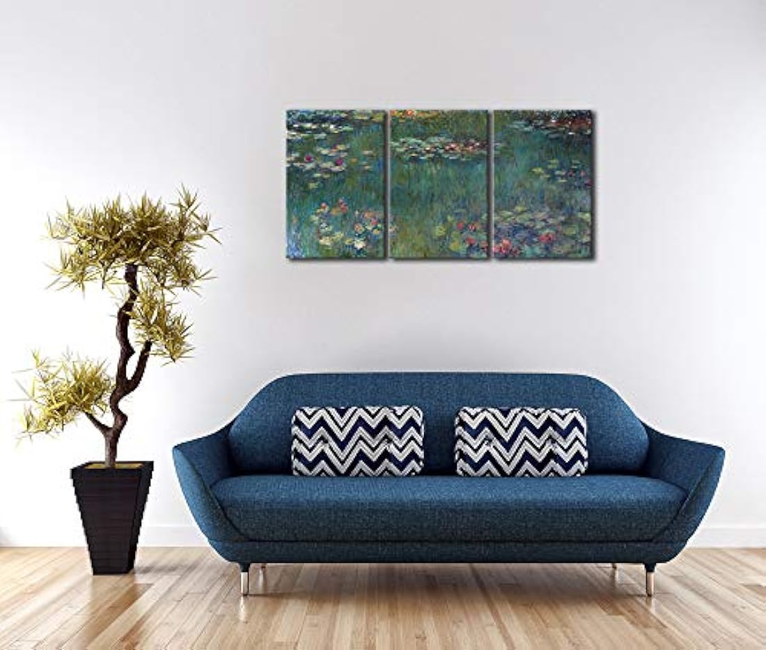 Wieco Art - Lienzo con diseño de lirios de agua, al óleo