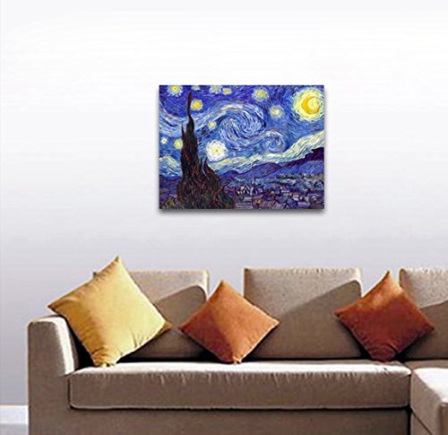 mural moderno de noche estrellada 28x20inch color azul