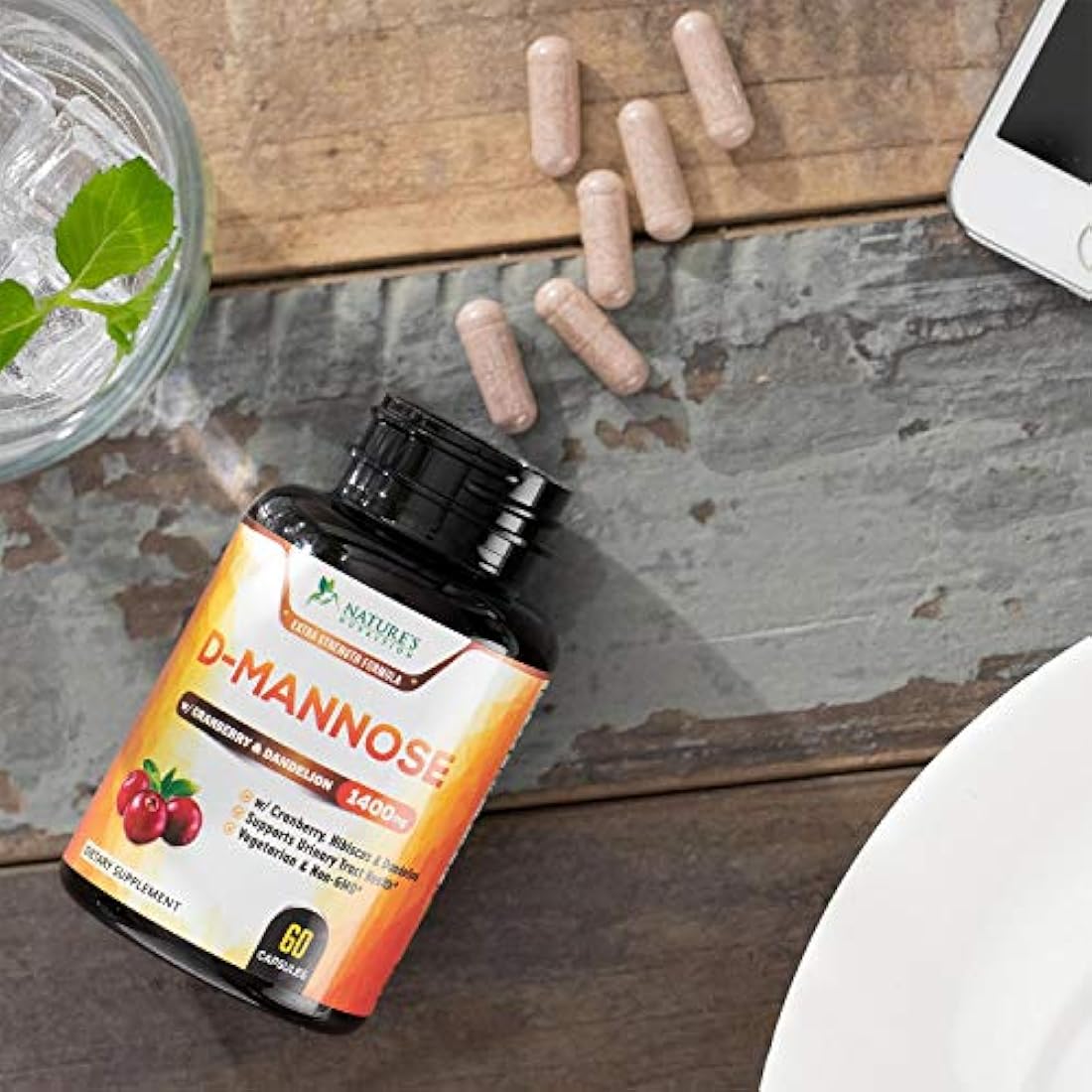 D-Mannose Cápsulas 1350 mg con arándano Nature's Nutrition