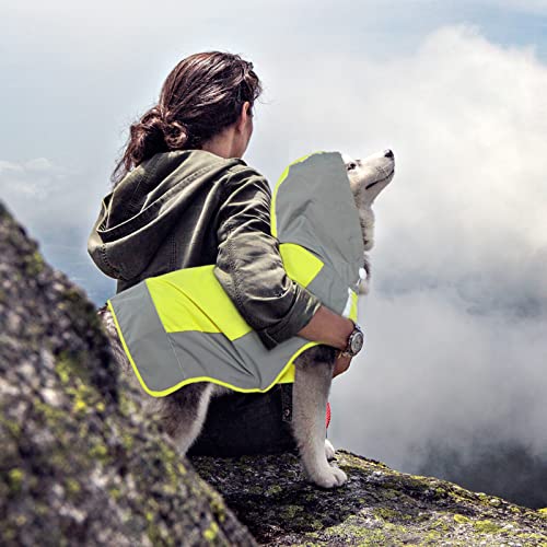 IECOii Chubasquero ajustable para perros con rayas reflectantes, abrigo de lluvia para perros con capucha, abrigo impermeable ligero para perros, impermeable para perros con calcomanía mágica, impermeable para mascotas para perros medianos y grandes