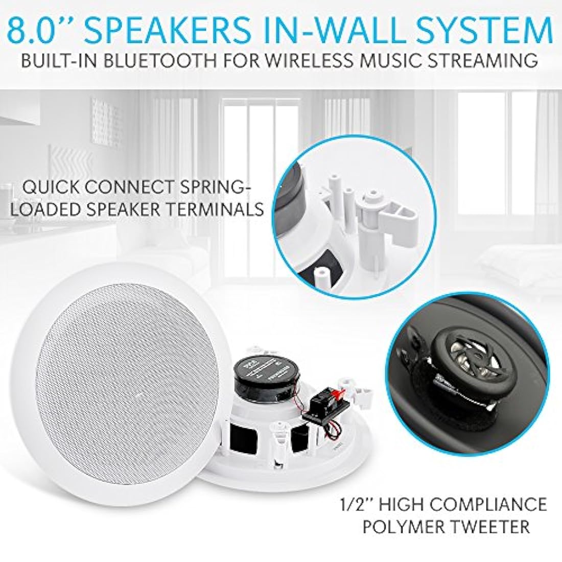 Parlantes con Bluetooth empotrad pared PYLE-HOME PDICBT852RD