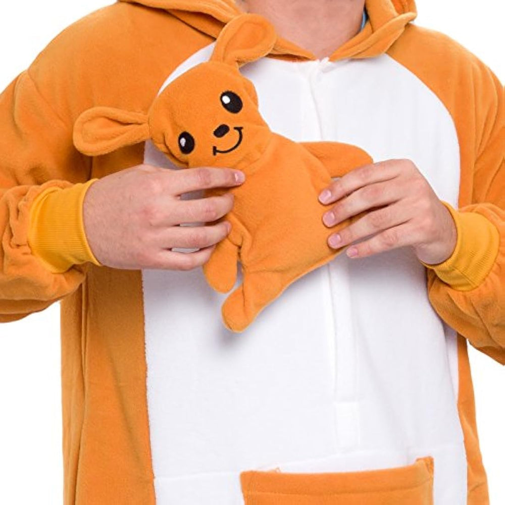 Pijama de peluche de canguro de una sola pieza para adulto unisex