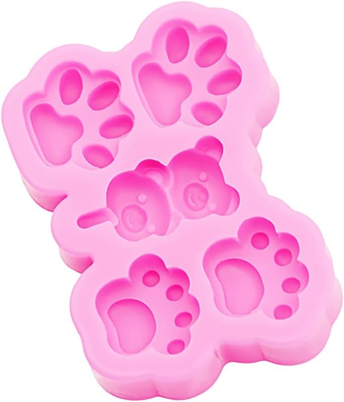 Molde de silicona 3D lindo gato pata oso cabeza de caramelo