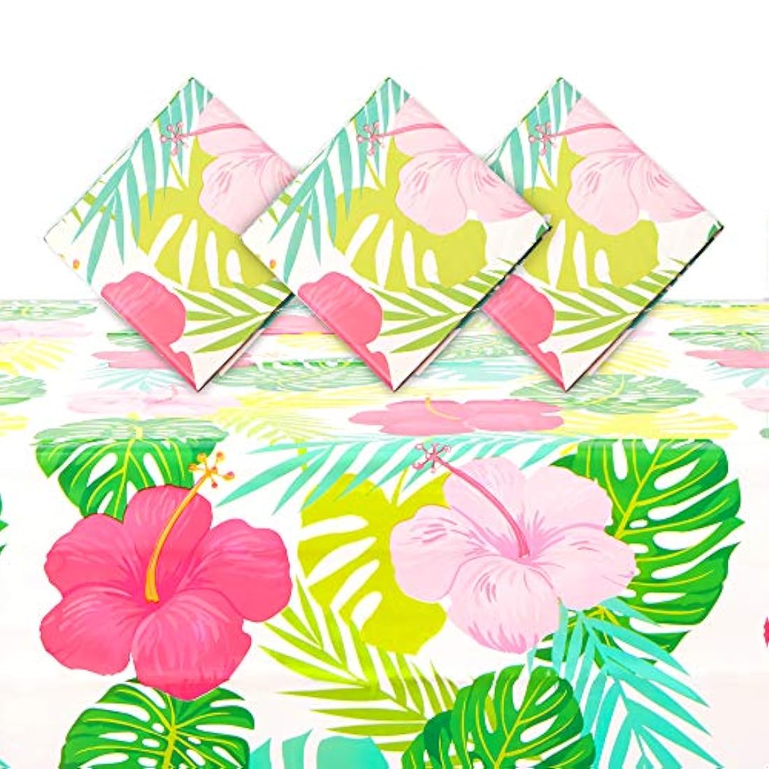 Mantel de plástico floral para fiesta hawaiana (3 unidades)