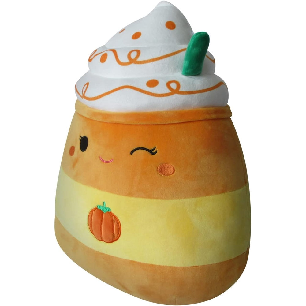 Peluche grande de calabaza naranja con pajita verde