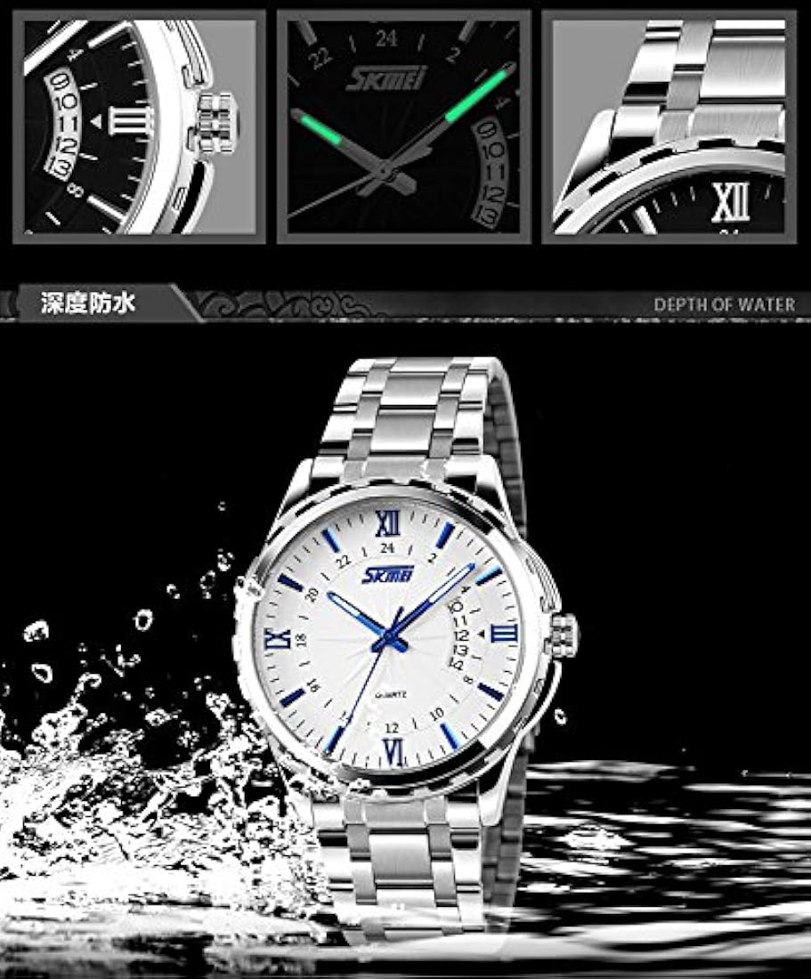 Reloj clásico de cuarzo para hombre con correa de acero inox