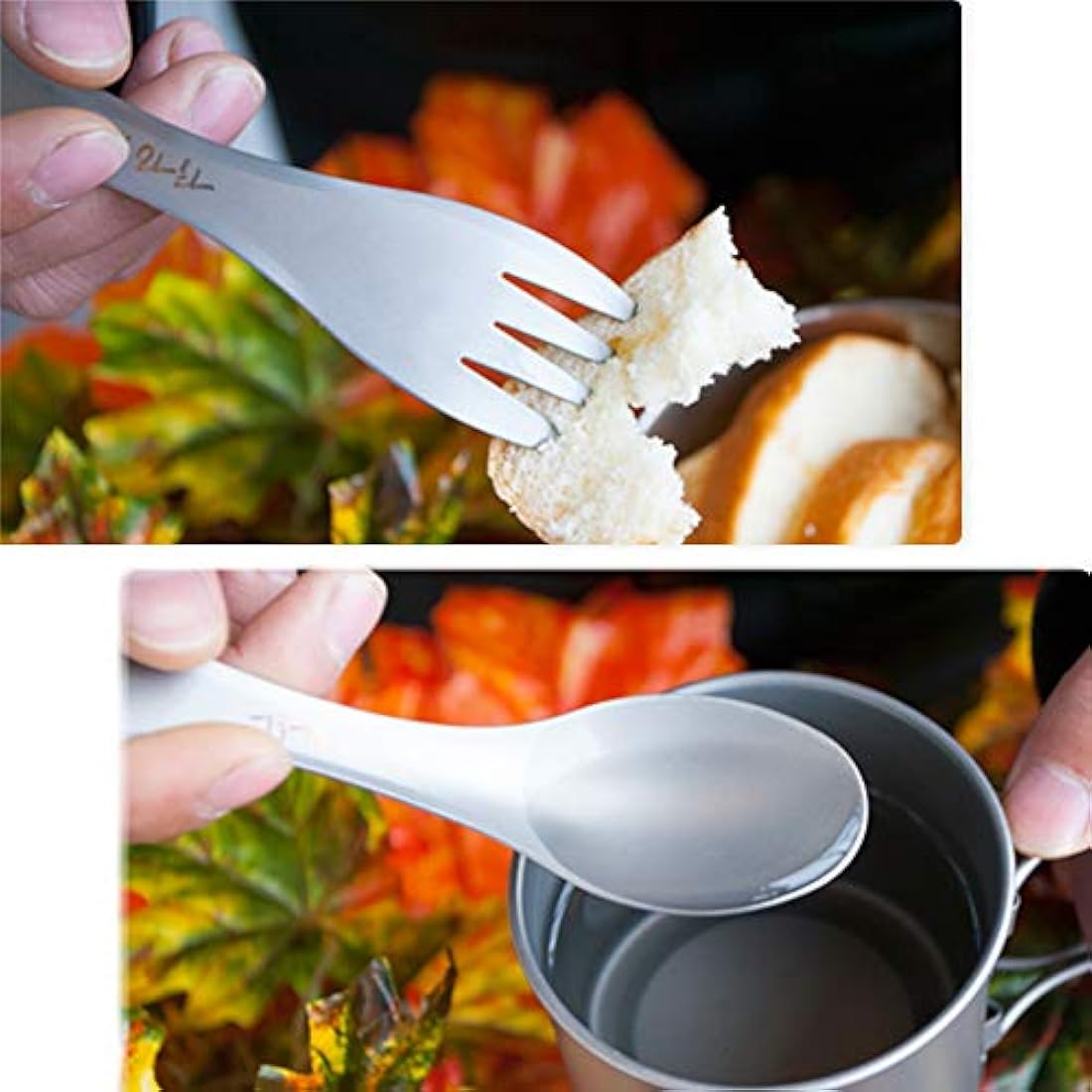 Cuchara de titanio para acampada al aire libre